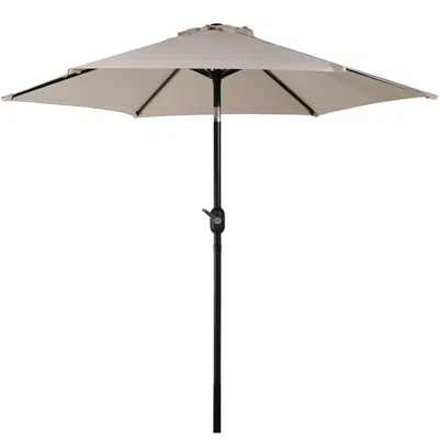 Sunnydaze Outdoor Aluminum Patio Table Umbrella With Polyester Canopy And Tilt And Crank Shade Control - 7.5' In Brown