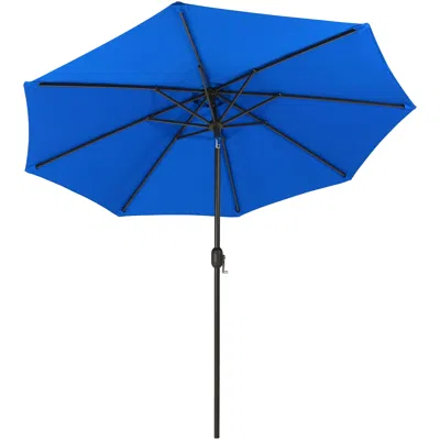 Sunnydaze Outdoor Aluminum Solution-dyed Sunbrella Patio Umbrella With Auto Tilt And Crank - 9' In Blue