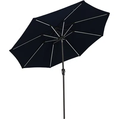 Sunnydaze Outdoor Aluminum Sunbrella Patio Umbrella With Solar Led Light Bars And Tilt - 9' In Black