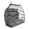 Sunnydaze Outdoor Andrei Hanging Double Egg Chair With Cushion And Headrests - Dark Gray