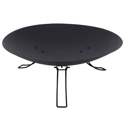 Sunnydaze Outdoor Camping Backyard Steel Round Classic Ebony Raised Fire Pit Bowl With 3 Folding Legs - Black 