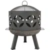 Sunnydaze Outdoor Camping Or Backyard Cast Iron Retro Round Fire Pit Bowl With Handles And Spark Screen - 26"