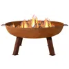 Sunnydaze Outdoor Camping Or Backyard Cast Iron Round Rustic Fire Pit Bowl With Metal Handles - 34"