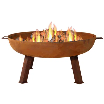 Sunnydaze Outdoor Camping Or Backyard Cast Iron Round Rustic Fire Pit Bowl With Metal Handles - 34"