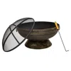Sunnydaze Outdoor Camping Or Backyard Large Fire Pit Bowl With Spark Screen, Log Poker, And Metal Wood Grate -