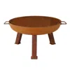 Sunnydaze Outdoor Camping Or Backyard Portable Round Cast Iron Rustic Fire Pit Bowl With Handles - 24" - Oxidi