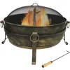 Sunnydaze 34in Fire Pit Steel Cauldron Design With Spark Screen And Fire Poker