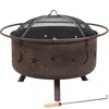 Sunnydaze Outdoor Camping Or Backyard Round Cosmic Stars And Moons Fire Pit With Cooking Grill Grate, Spark Sc
