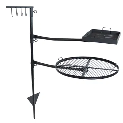 Sunnydaze Outdoor Camping Or Backyard Steel Adjustable Cooking Grilling Fire Pit Bbq Stake With 2 Swivel Swing