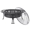 Sunnydaze Outdoor Camping Or Backyard Steel Diamond Weave Fire Pit Bowl With Spark Screen - 40" - Black