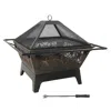 Sunnydaze 32in Fire Pit Steel Northern Galaxy Design With Coo Grate And Poker