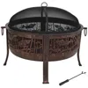 Sunnydaze Outdoor Camping Or Backyard Steel Pheasant Hunting Fire Pit With Spark Screen, Cover, Metal Wood Gra