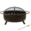 Sunnydaze Outdoor Camping Or Backyard Steel Round Cosmic Fire Pit With Spark Screen And Log Poker - 41.5" - Bl
