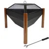 SUNNYDAZE OUTDOOR CAMPING OR BACKYARD STEEL TRIANGLE FIRE PIT WITH WOOD GRATE, LOG POKER, AND SPARK SCREEN - 3