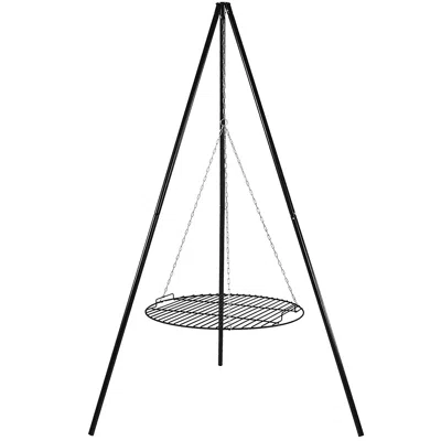 Sunnydaze Outdoor Camping Or Backyard Steel Tripod Fire Pit Cooking Grilling Bbq Grate - 22" - Black