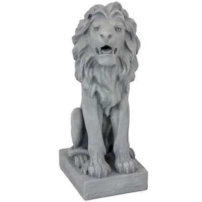 Sunnydaze Outdoor Concrete Noble Beast Sitting Lion Patio Lawn And Garden Decorative Sculpture - 30"