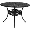 Sunnydaze Outdoor Crossweave Design Black Cast Aluminum Round Patio Dining Table With Umbrella Hole