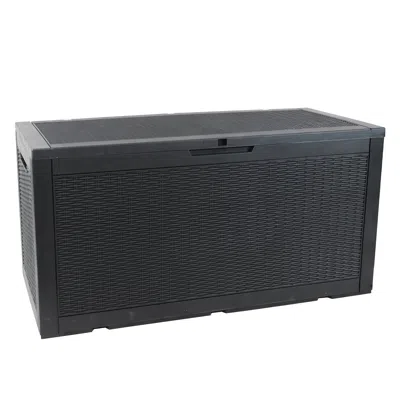 Sunnydaze Outdoor Deck And Patio Storage Box With Rattan Design - 100 Gal.