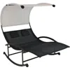Sunnydaze Double Chaise Roc Lounge With Canopy And Headrest Pillows