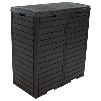 Sunnydaze Outdoor Double Trash Can - Polypropylene Resin - Black - 78 Gallons