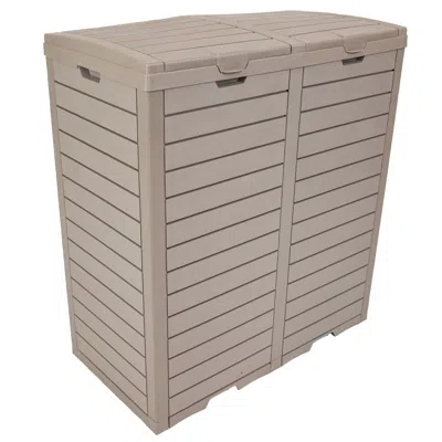 Sunnydaze Outdoor Double Trash Can - Polypropylene Resin - Light Gray- 78 Gallons In Neutral