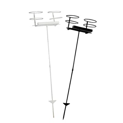 Sunnydaze Outdoor Drink/beverage Holder Stakes With Side Tray For Lawn, 2pk, Black And White