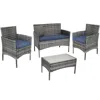Sunnydaze Outdoor Dunmore Patio Conversation Furniture Set With Loveseat, Chairs, And Table - 4pc