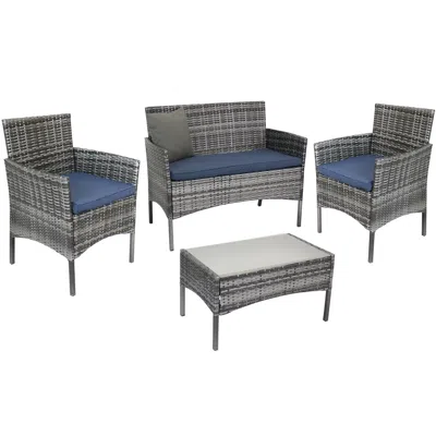 Sunnydaze Outdoor Dunmore Patio Conversation Furniture Set With Loveseat, Chairs, And Table - 4pc