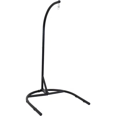 SUNNYDAZE OUTDOOR DURABLE POWDER-COATED STEEL U-SHAPED HANGING EGG CHAIR SWING STAND - 76" - BLACK