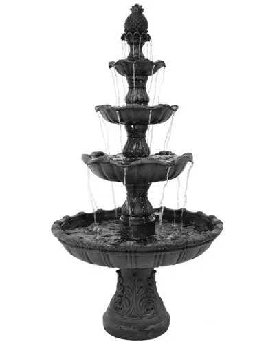 Sunnydaze Outdoor Electric 4-tiered Grand Courtyard Water Fountain In Black
