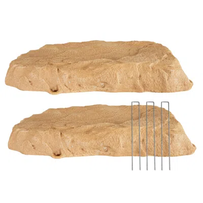 Sunnydaze Outdoor Flat Polyresin Landscape Rock Septic Cover With Stakes - 3.5" - 2pk
