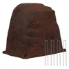 Sunnydaze Outdoor Flat-top Polyresin Landscape Rock Septic Cover With Stakes - 12.5" In Brown