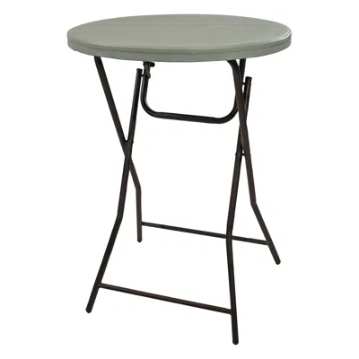 Sunnydaze Outdoor Folding Round Patio Bar-height Table With Iron Legs And Plastic Top - 31.75" - Gray