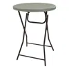 SUNNYDAZE OUTDOOR FOLDING ROUND PATIO BAR-HEIGHT TABLE WITH IRON LEGS AND PLASTIC TOP - 31.75" - GRAY