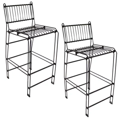Sunnydaze Outdoor Furniture Steel Wire Bar-height Dining Chairs - Black - 2pc