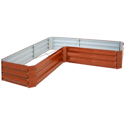 Sunnydaze Outdoor Galvanized Steel L-shaped Raised Garden Bed For Plants, Vegetables, And Flowers - 59.5" In Orange