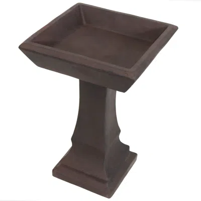 Sunnydaze Outdoor Glass Fiber Reinforced Concrete Patio Garden Simply Square Modern Bird Bath - 23" - Brown