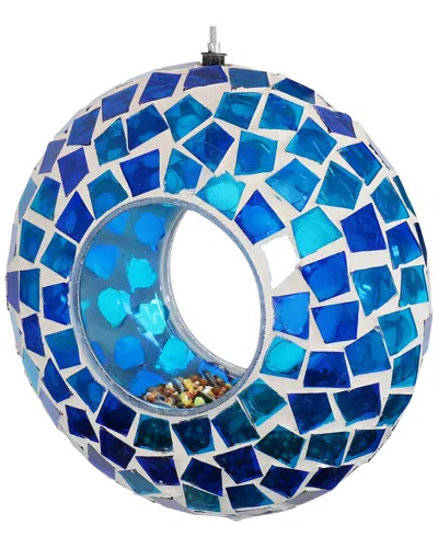 Sunnydaze Outdoor Hanging Bird Feeder Blue Mosaic