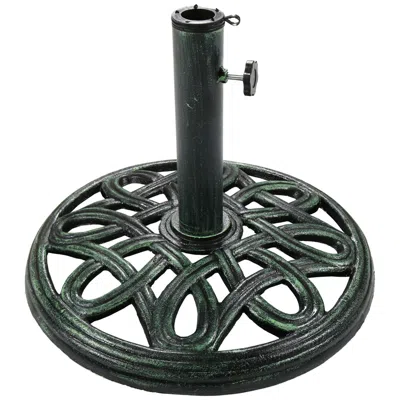 Sunnydaze Outdoor Heavy-duty Cast Iron Decorative Design Patio Yard Round Umbrella Base Stand - 17" - Green