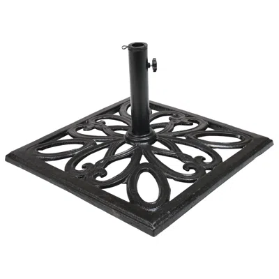 Sunnydaze Outdoor Heavy-duty Cast Iron Decorative Imperial Geometric Design Square Patio Umbrella Base - 16" - In Black