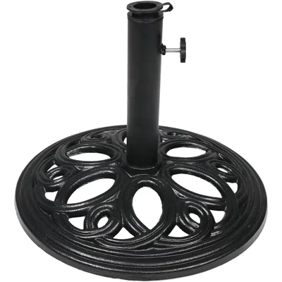 Sunnydaze Outdoor Heavy-duty Cast Iron Decorative Patio Yard Round Umbrella Base Stand - 18" - Black