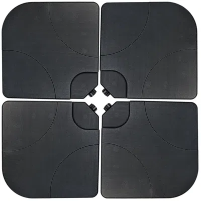 Sunnydaze Outdoor Heavy-duty Fillable Cantilever Offset Cross Style Patio Umbrella Base Weight Plates - Black 