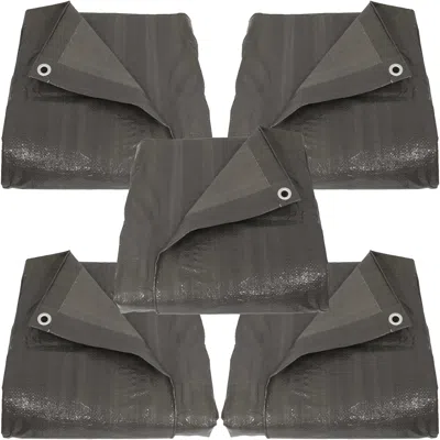 Sunnydaze Outdoor Heavy-duty Multi-purpose Plastic Reversible Protective Tarp Cover - 12' X 16' - Dark Gray - 