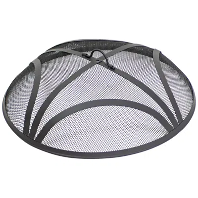 Sunnydaze Outdoor Heavy-duty Reinforced Steel Round Fire Pit Spark Screen With Ring Handle - 22" - Black