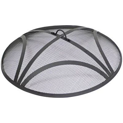 Sunnydaze Outdoor Heavy-duty Reinforced Steel Round Fire Pit Spark Screen With Ring Handle - 24" - Black