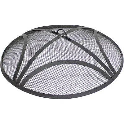 Sunnydaze Outdoor Heavy-duty Reinforced Steel Round Fire Pit Spark Screen With Ring Handle - 30" - Black