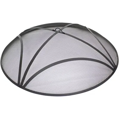 SUNNYDAZE OUTDOOR HEAVY-DUTY REINFORCED STEEL ROUND FIRE PIT SPARK SCREEN WITH RING HANDLE - 36" - BLACK