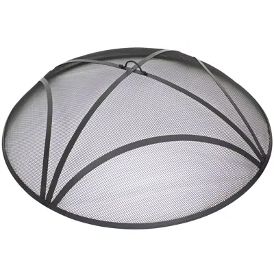 Sunnydaze Outdoor Heavy-duty Reinforced Steel Round Fire Pit Spark Screen With Ring Handle - 36" - Black