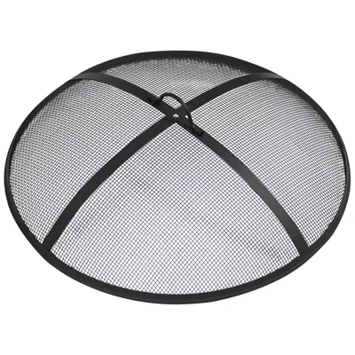 SUNNYDAZE OUTDOOR HEAVY-DUTY STEEL MESH ROUND CAMP FIRE PIT SPARK SCREEN LID WITH HANDLE - 36" - BLACK