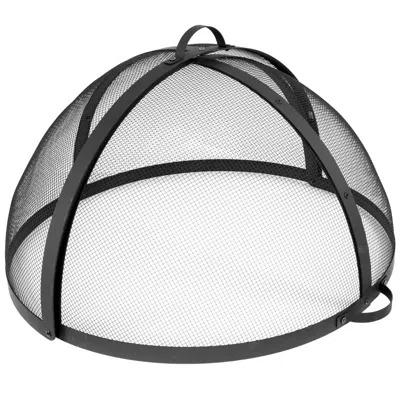 Sunnydaze Outdoor Heavy-duty Steel Mesh Round Easy-opening Camp Fire Pit Spark Screen Lid With Handle - 24" - 